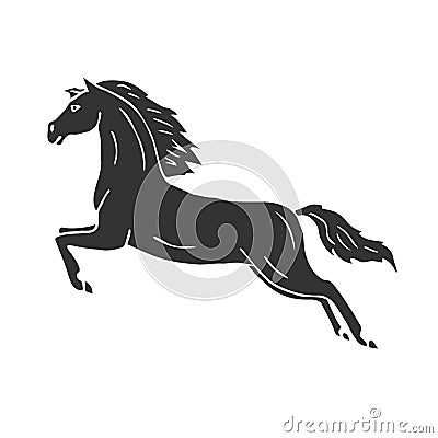 Vector hand drawn dressage horse jumping silhouette Vector Illustration