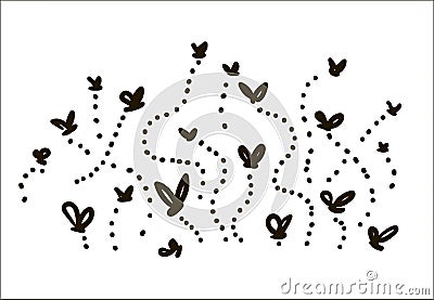 Vector hand drawn Flies simple sketch illustration on white background Vector Illustration