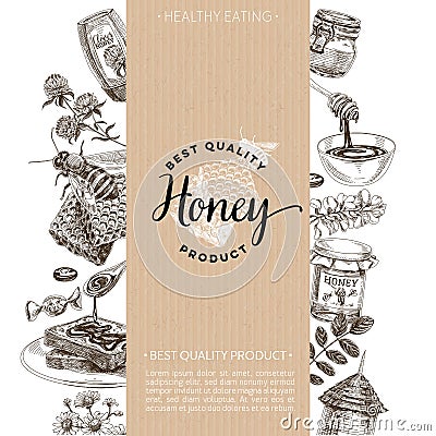 Vector hand drawn honey Illustration. Vector Illustration