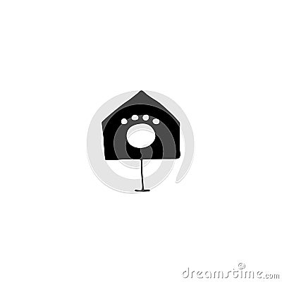 Vector hand drawn icon, house. Logo element for pets related business. Vector Illustration