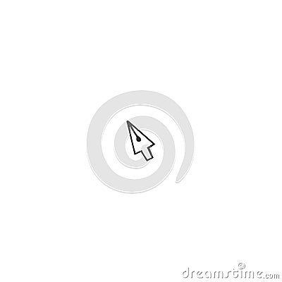 Vector hand drawn icon, a pen tip in the shape of a cursor mouse pointer. Writing, copywrite and publishing theme. Vector Illustration