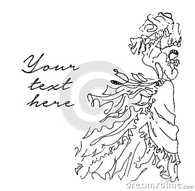 Vector hand drawn illustration of bride on white background. Vector Illustration