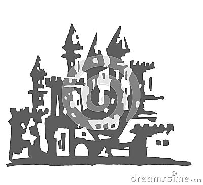 Vector hand drawn illustration of castle on white background. Vector Illustration