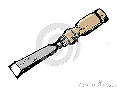 Vector hand drawn illustration of chisel Cartoon Illustration