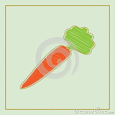 Vector hand-drawn illustration collection of vegetables on dark background in cartoon or decorative embroidery style. Cartoon Illustration