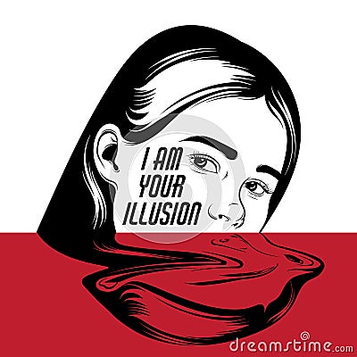 Vector hand drawn illustration of girl in surrealistic style. Vector Illustration