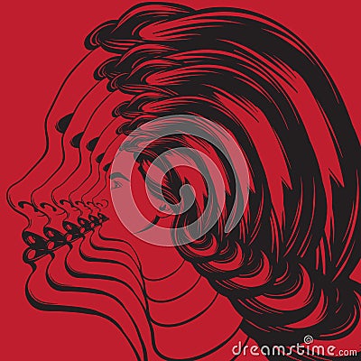 Vector hand drawn illustration of realistic woman. Vector Illustration