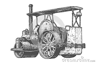 Steam powered roller Vector Illustration