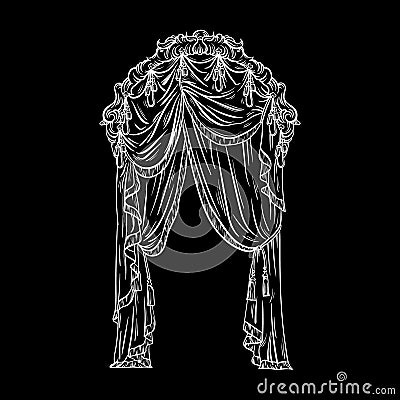 Vector hand drawn illustration of window curtain made in sketch style. Vector Illustration