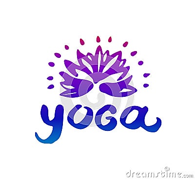 Vector hand drawn illustration of Yoga logo illustration on white background. Vector Illustration