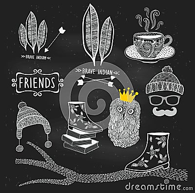 Vector hand drawn illustrations on the chalkboard Vector Illustration