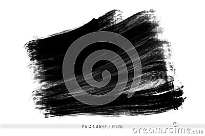 Vector hand drawn ink brush stain. Monochrome painted stroke. Painted by brush black stain. Monochrome artistic backdrop Vector Illustration