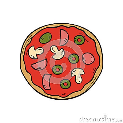 Vector hand drawn izolated pizza Vector Illustration