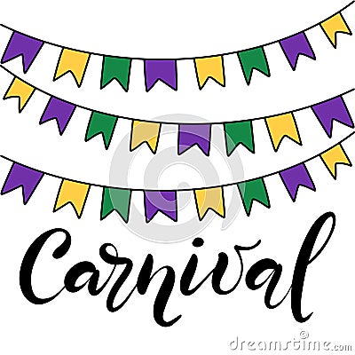 Vector hand drawn lettering illustration eps10 for Mardi gras carnival Vector Illustration