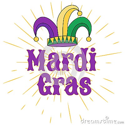 Vector hand drawn lettering illustration eps10 for Mardi gras carnival Cartoon Illustration