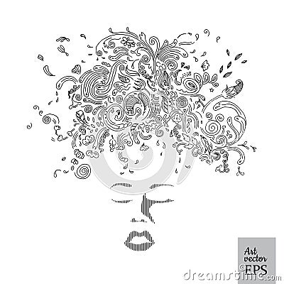 Vector hand drawn line art doodles design Vector Illustration