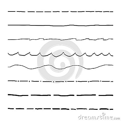 Vector hand drawn line set. Artistic isolated vector ink strokes Stock Photo