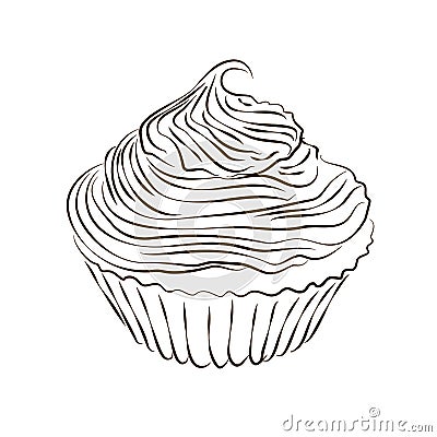 Hand drawn muffin sketch isolated on white Vector Illustration