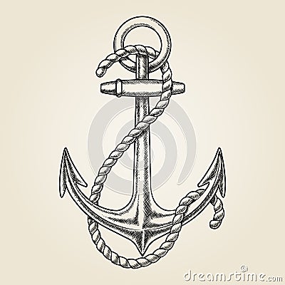 Vector hand drawn nautical anchor Vector Illustration