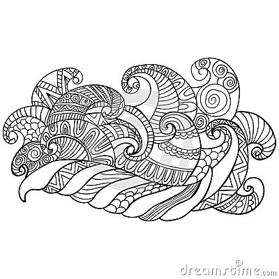 Vector hand drawn outline abstract ornamental ethnic stripe background Vector Illustration