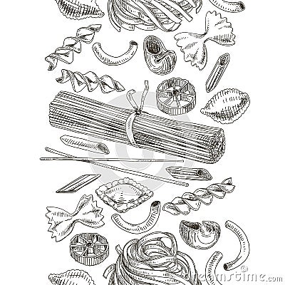 Vector hand drawn pasta Illustration. Vector Illustration