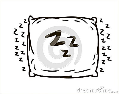 Vector hand drawn Pillow simple sketch illustration on white background. Vector Illustration