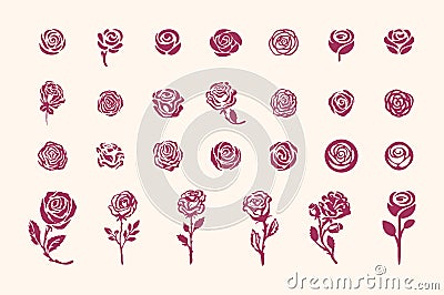 Vector hand drawn rose symbol simple sketch illustration on light background Vector Illustration