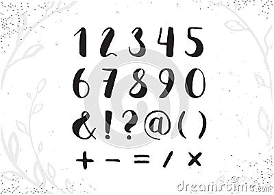 Vector Hand Drawn Script Numbers from 0 to 9. Digits Written wit Vector Illustration