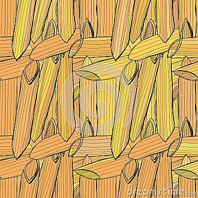 Vector hand drawn seamless pasta pattern. Vector Illustration