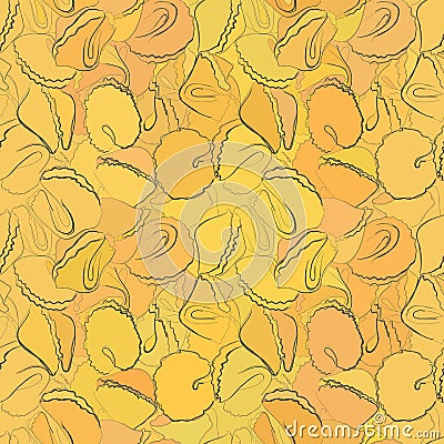 Vector hand drawn seamless pasta pattern. Vector Illustration