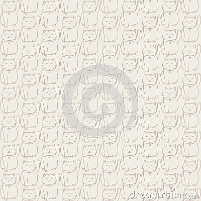 Vector hand drawn seamless pattern with japanese maneki neko lucVector hand drawn seamless pattern with japanese maneki neko lucky Vector Illustration