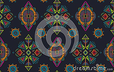 Vector hand drawn seamless pattern with tribal abstract elements Vector Illustration