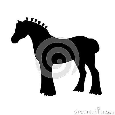 Vector hand drawn shire horse silhouette Vector Illustration