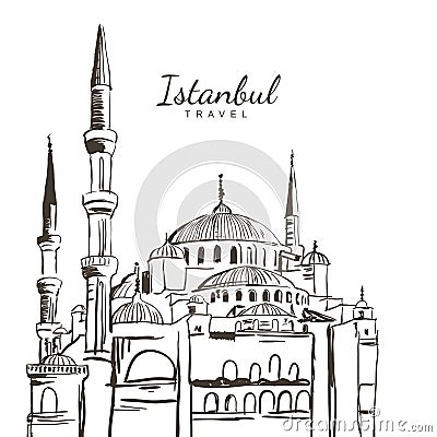 Download Vector Hand Drawn Sketch Illustration Of Blue Mosque ...