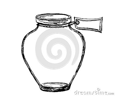 Vector hand drawn sketch jar with label. Illustration for design, print or background Vector Illustration