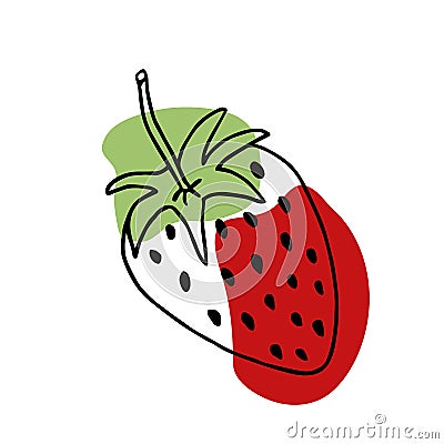 Vector hand drawn Strawberry outline doodle icon. Garden strawberry. Doodle fruit or strawberries. Strawberry sketch Vector Illustration