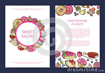 Vector hand drawn sweets, pastry shop Vector Illustration
