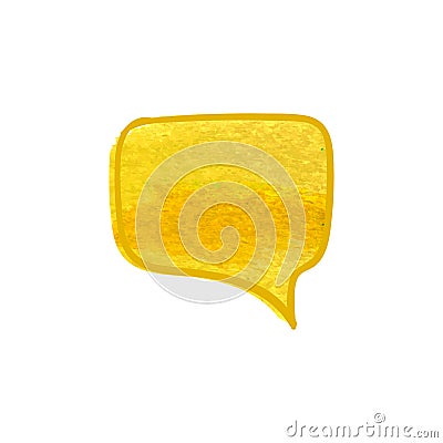 Vector Hand Drawn Talk Bubble, Yellow Dry Paint, Chalk Drawing Isolated. Vector Illustration