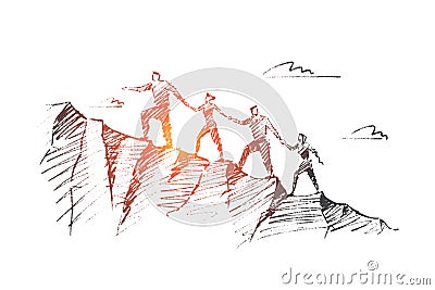 Vector hand drawn teamwork concept sketch. Vector Illustration