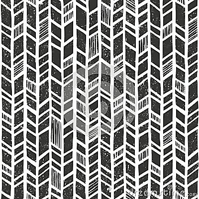 Vector hand drawn tribal pattern. Seamless primitive geometric background with grunge texture. Vector Illustration