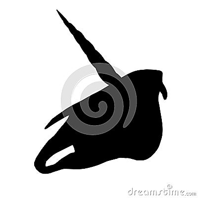 Vector hand drawn unicorn skull silhouette Vector Illustration