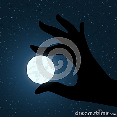Vector Hand Holding The Moon Royalty Free Stock Image Vector Hand Holding The Moon Royalty Free Stock Image