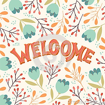 Welcome hand lettering Vector Illustration