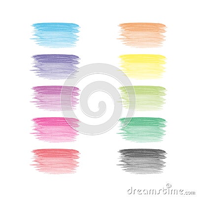 Vector hand painted watercolor painting brush strokes - full spectrum rainbow colored stain isolated on white background Vector Illustration