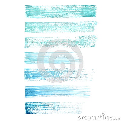 Vector hand painted blue and turquoise grunge brush strokes textures Vector Illustration