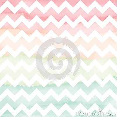 Vector Hand Painted Watercolor Chevron Background. Vector Illustration