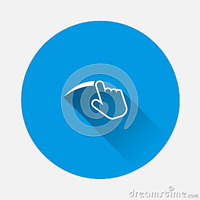 Vector hand swipe icon on blue background. Flat image with long shadow Vector Illustration