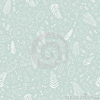 Vector Handful Of Christmas Scents seamless pattern background. Vector Illustration