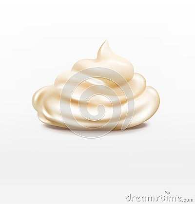 Vector handful cream (mayonnaise) swirl, on white backg Vector Illustration