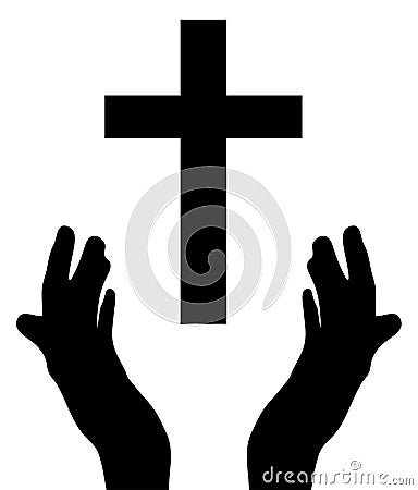 Vector hands praying and cross Vector Illustration